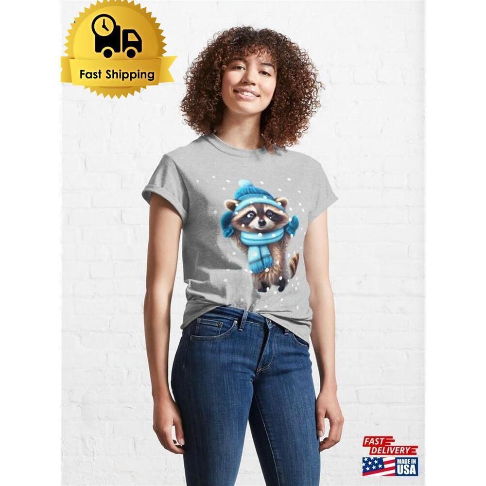 Raccoon In Snow Winter Unisex Classic
